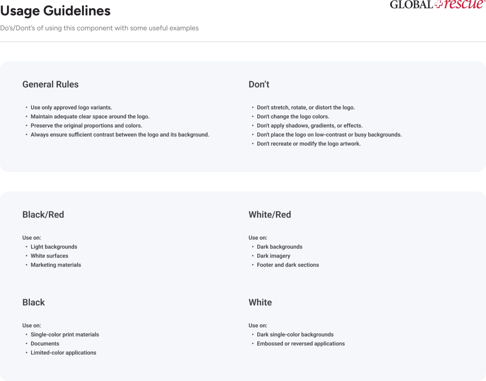 Logo usage rules: clear space and prohibited treatments